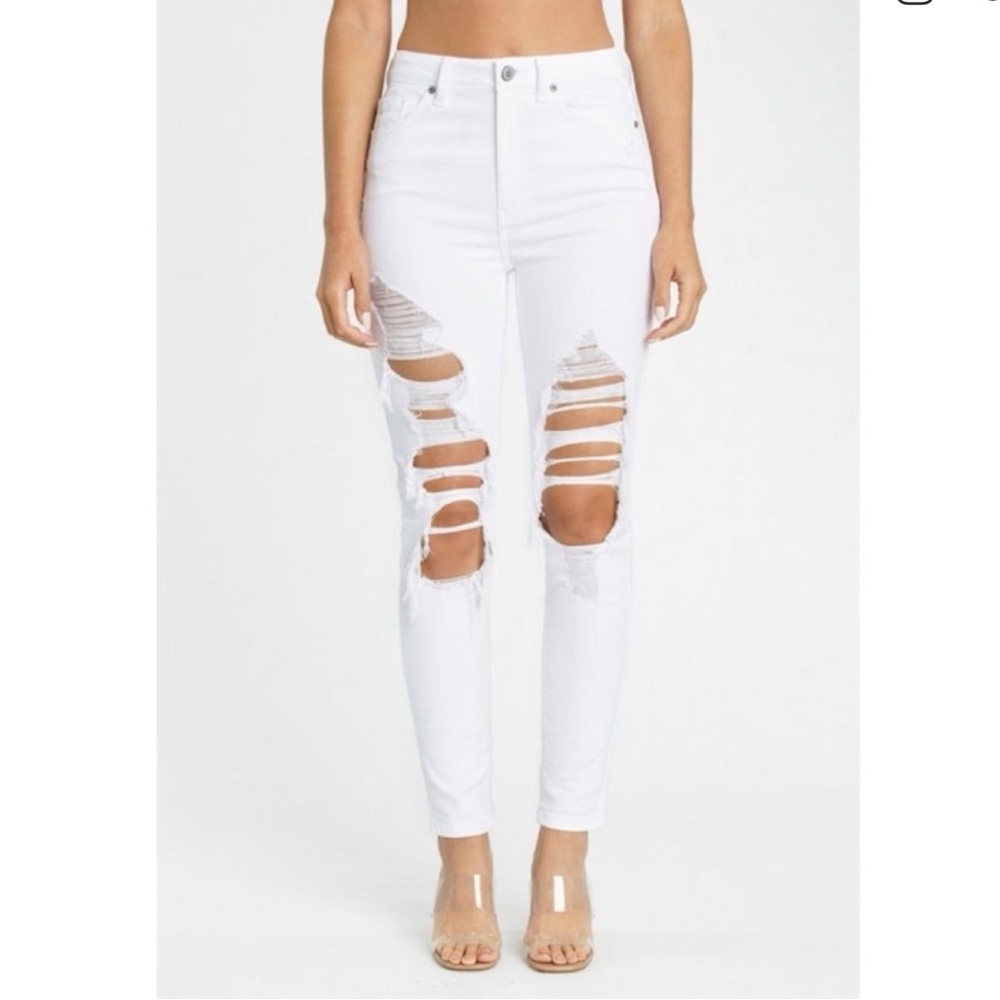 ⭐️Eunina Bella super high rise skinny ankle stretch jeans white. NWT SZ 1